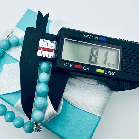 Return to Tiffany & Co 8mm Amazonite Bead Bracelet in Silver 7.5” with Packaging - Picture 11 of 14